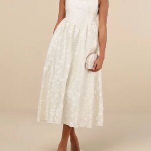 Elegant White Lace Midi Dress